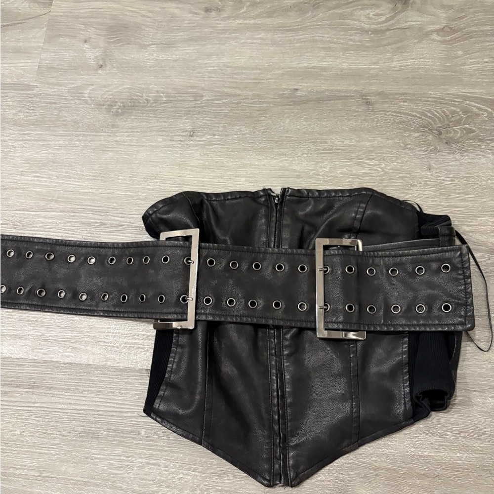 AKIRA Black Faux Leather Crop Top